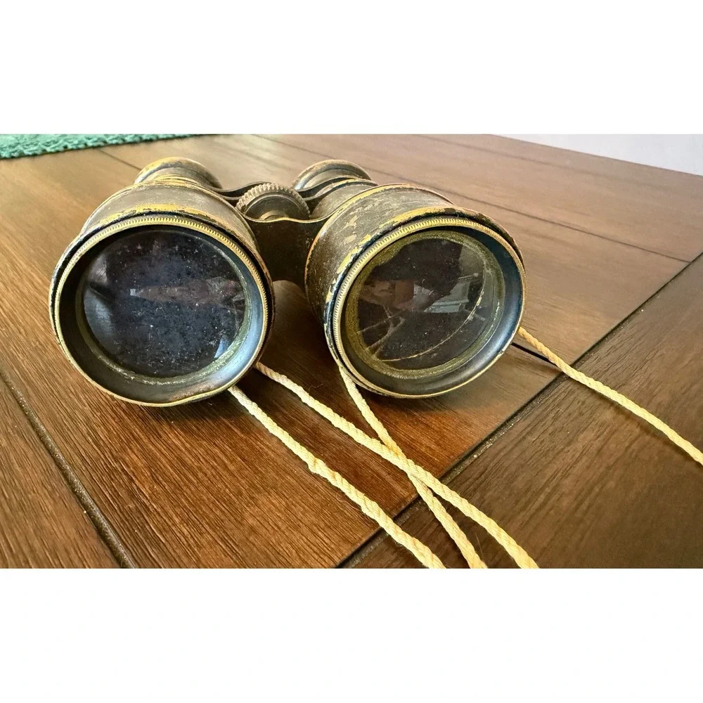 Antique Brass Field Glasses Binoculars Black Patina Vintage Maritime Decor 4.5in